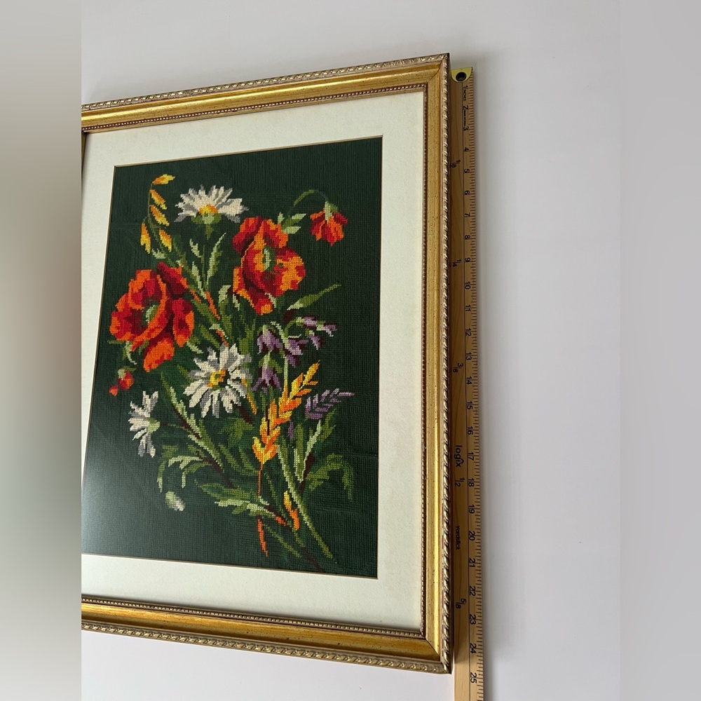 French Floral Needlepoint Vintage Margot de Paris Hand Stitched Tapestry #557 - Picture 13 of 16